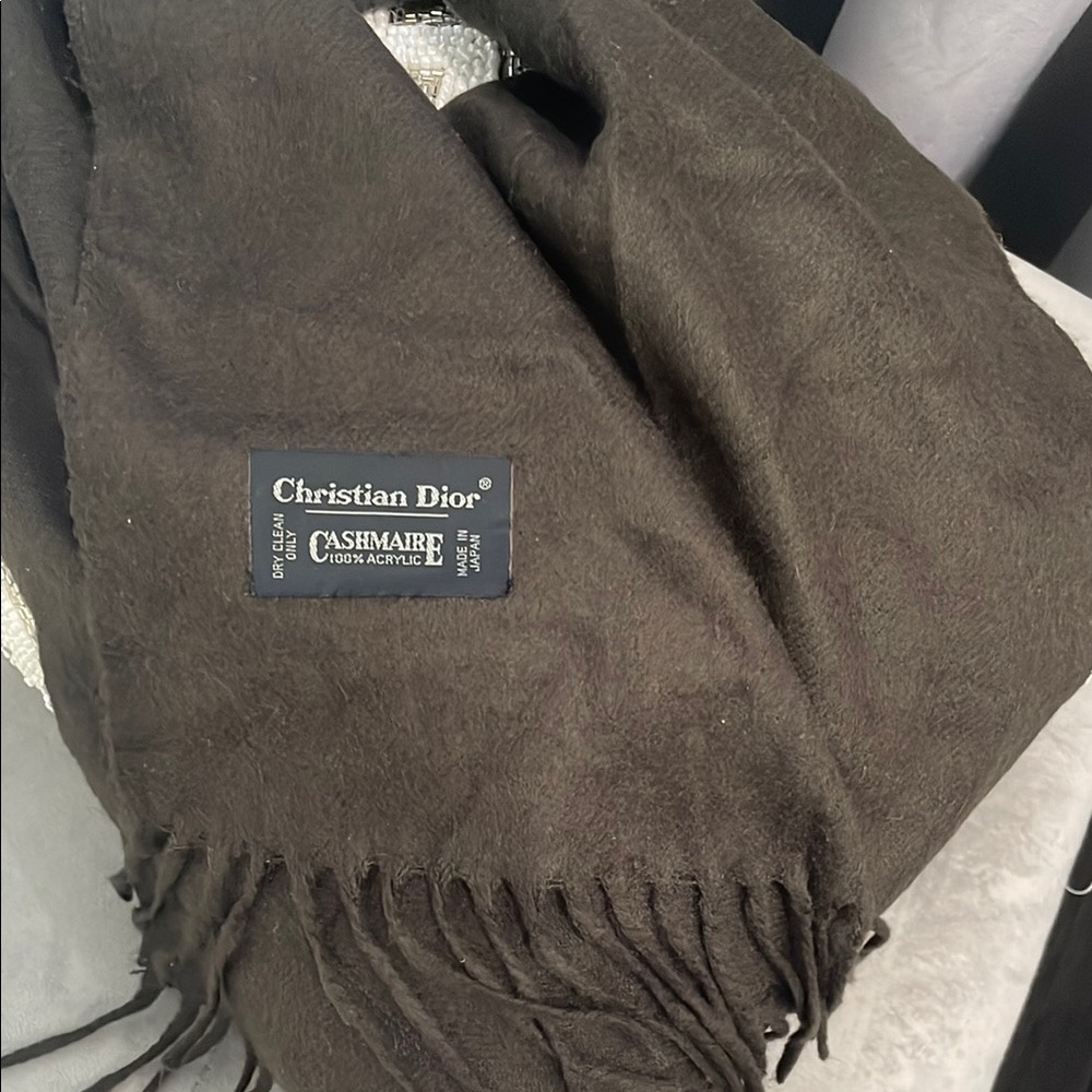 Dior Brown Ribbed Knit Scarf